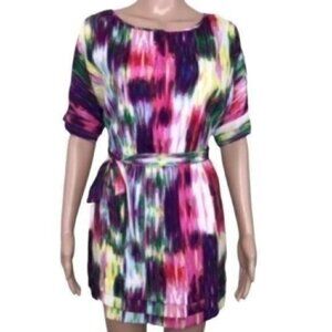 Presley Skye watercolor  Mini  Dress Size XXS Colorful tie waist